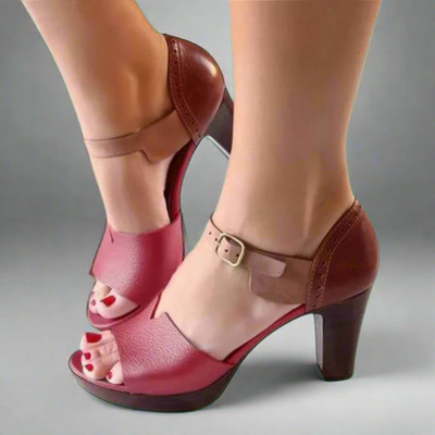 Katharina | Sandali con Tacco Alto Premium in Stile Coreano con Blocco di Colore e Fibbia