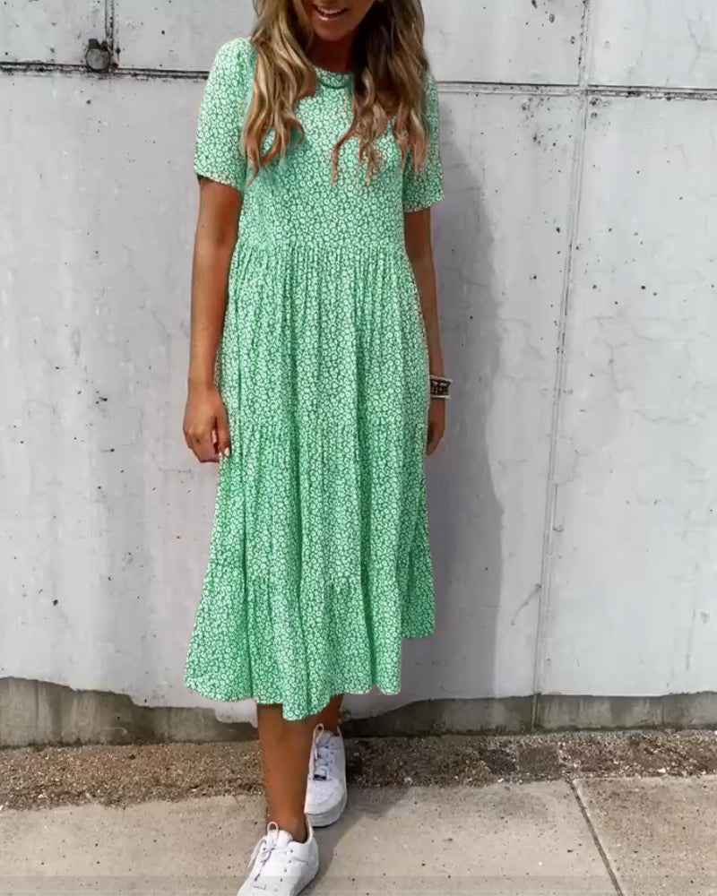 Alina - Abito a maniche corte con motivo floreale