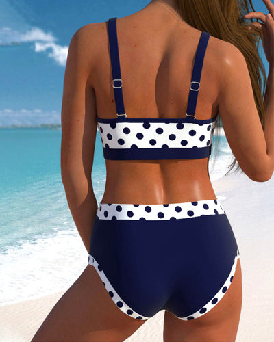 Hannah | Bikini patchwork con vita alta e pois