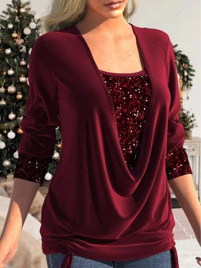 Genevieve | Top glitterato con paillettes
