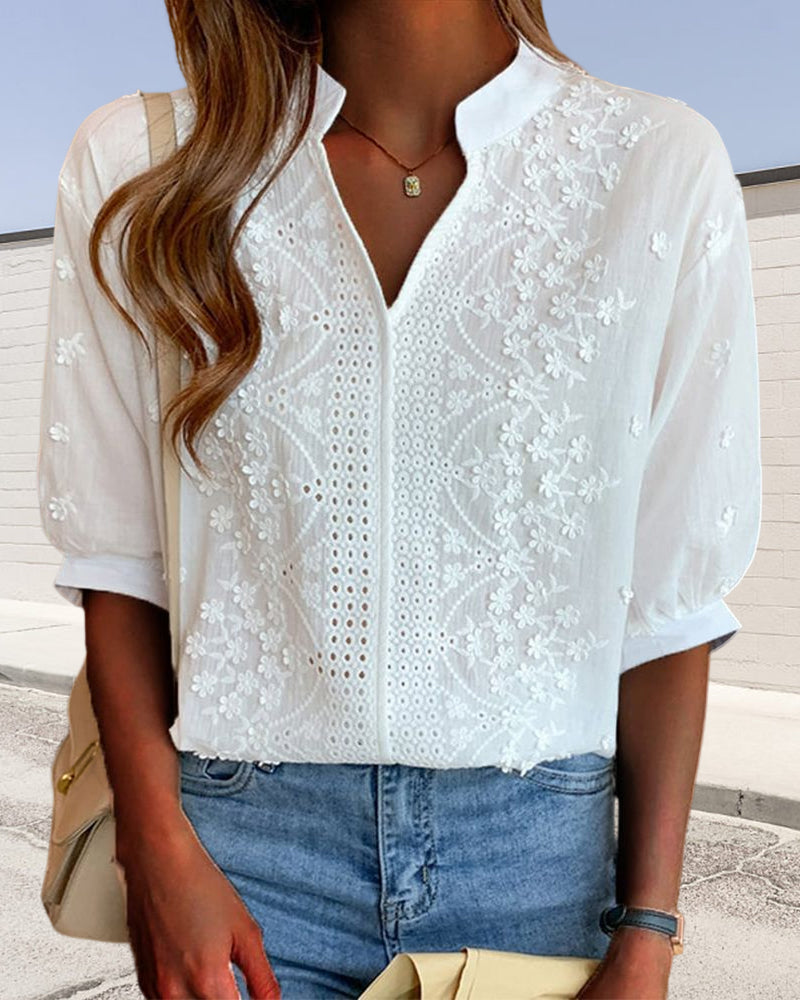 Yara | Blusa Bianca con Maniche a Palloncino