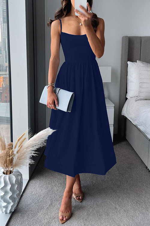 Vina - Abito Midi A-Line Chic con Spalline