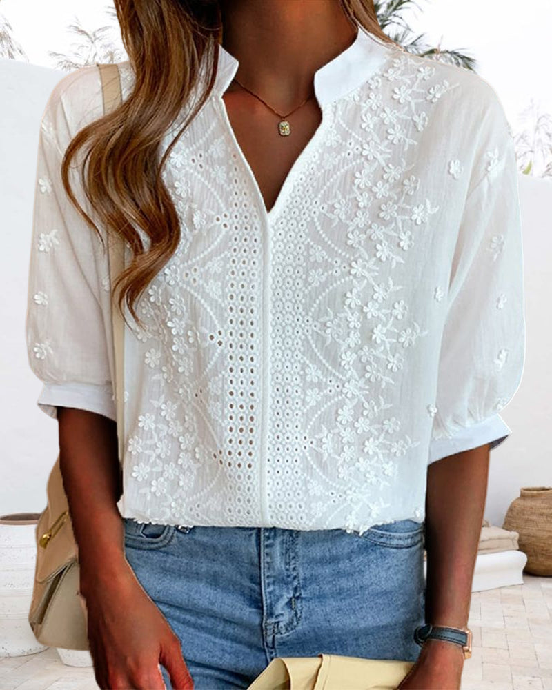 Yara | Blusa Bianca con Maniche a Palloncino