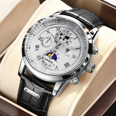 Orologio Cronografo con Cinturino in Vera Pelle