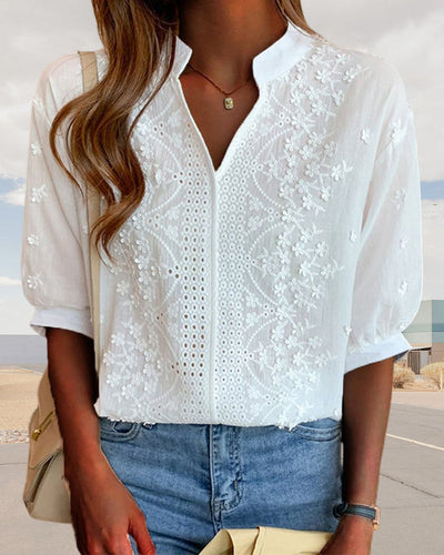 Yara | Blusa Bianca con Maniche a Palloncino