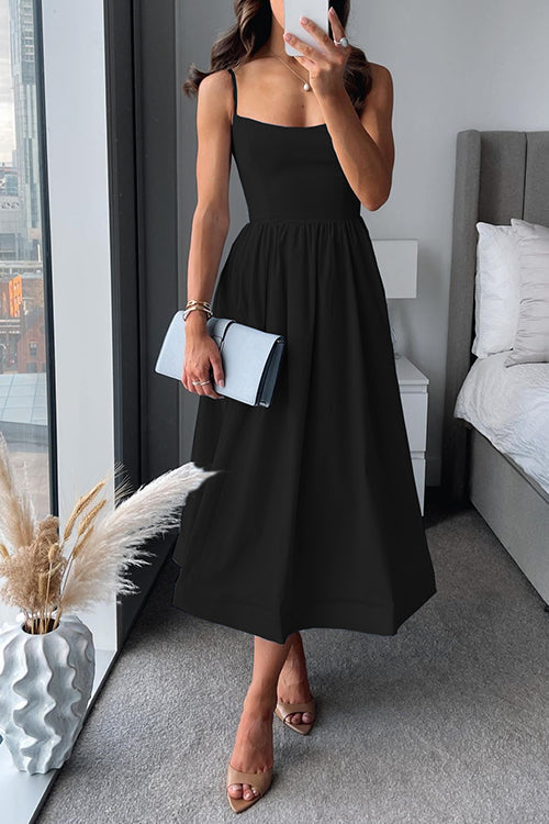 Vina - Abito Midi A-Line Chic con Spalline