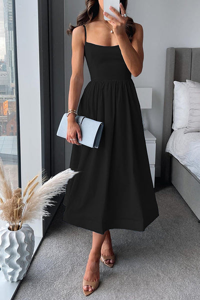 Vina - Abito Midi A-Line Chic con Spalline