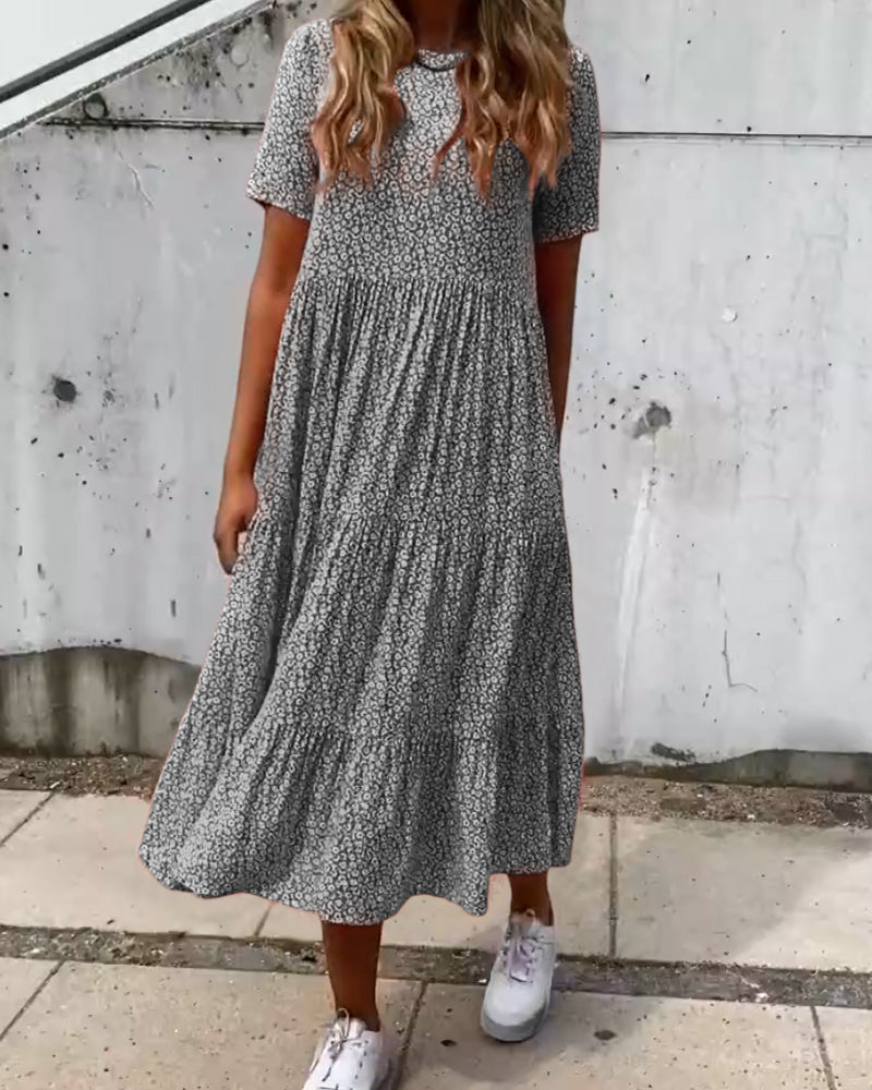Alina - Abito a maniche corte con motivo floreale