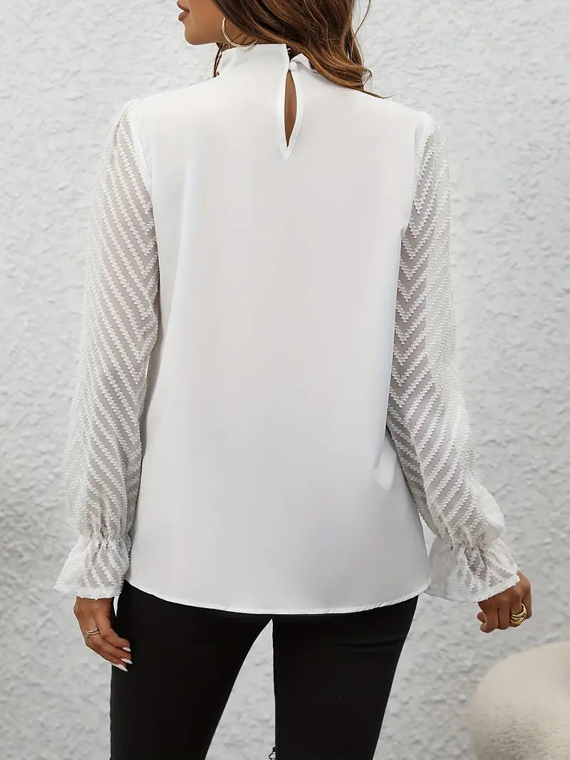 Kolbrun | Top plissettato elegante con maniche a rete per donne