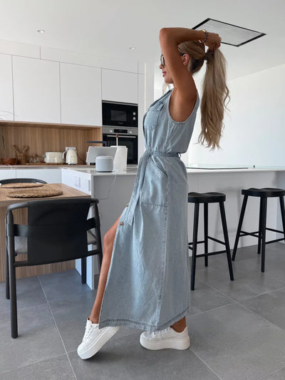 Louisa - Maxi Abito in Denim