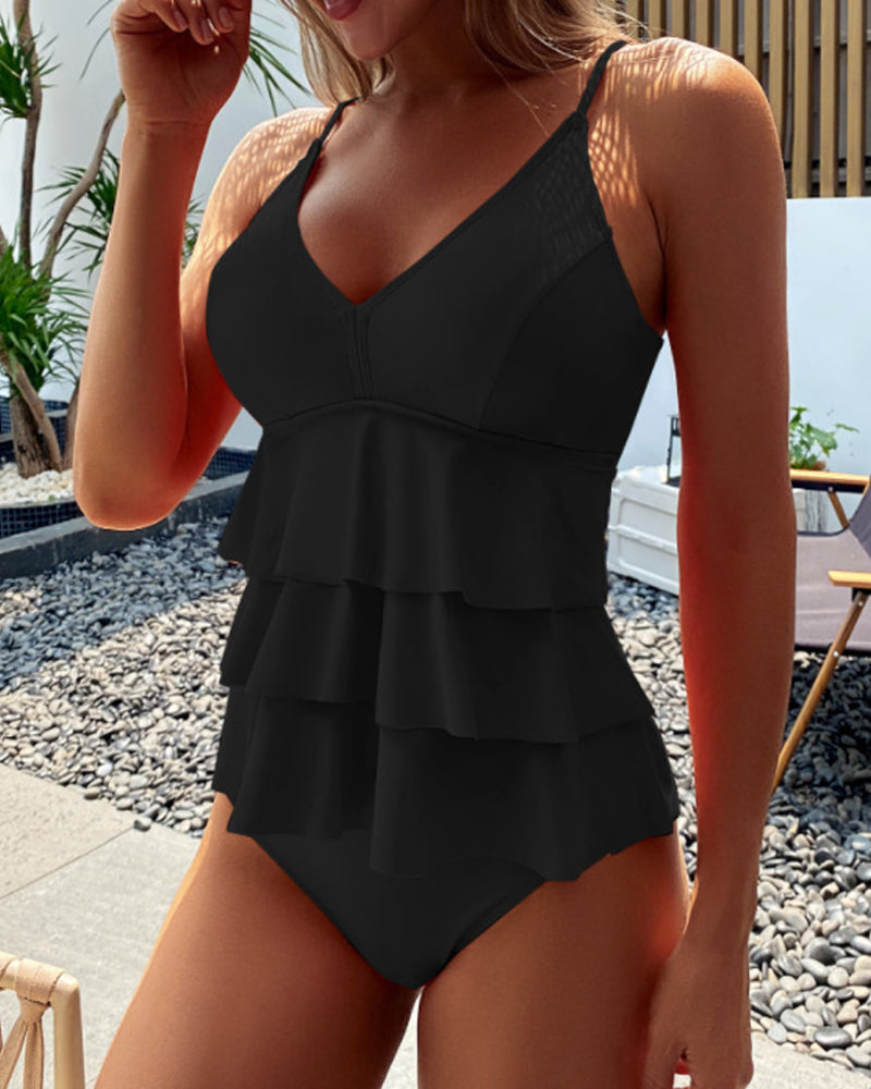 Sarah | Costume da bagno semplice con ruches decorative