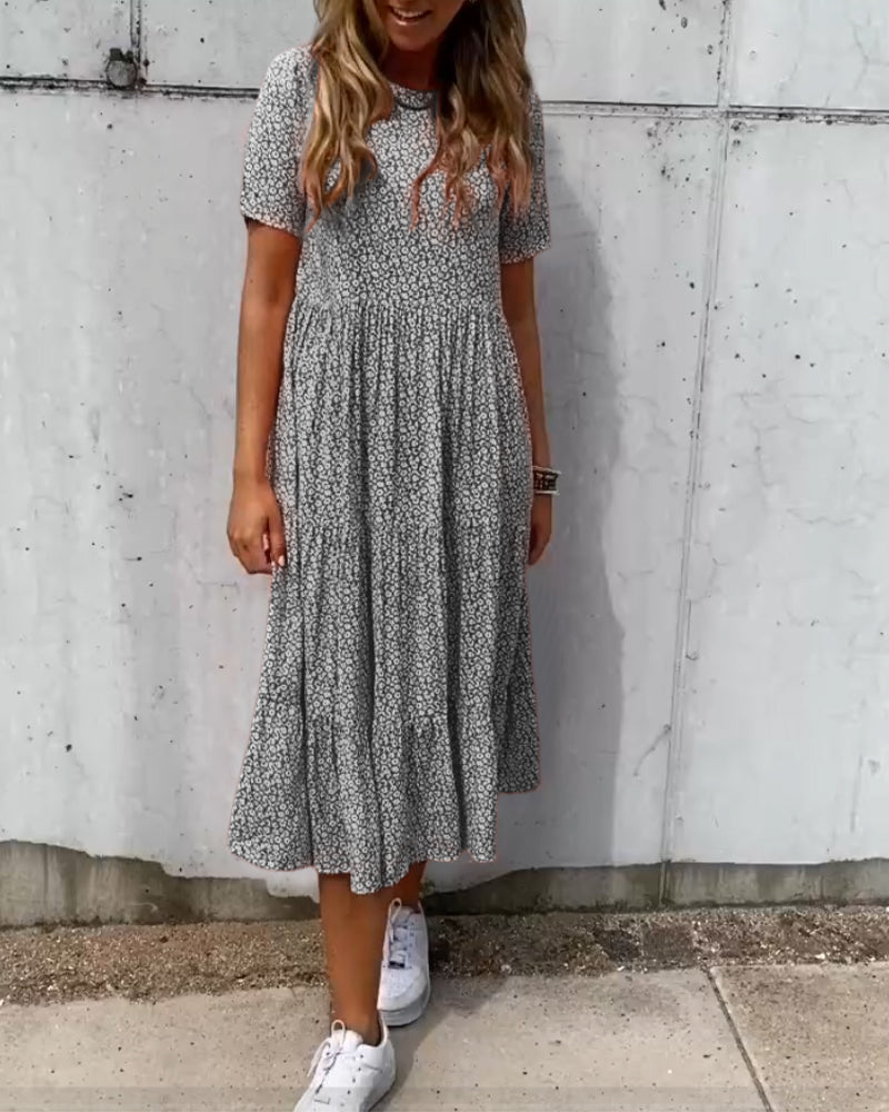 Alina - Abito a maniche corte con motivo floreale