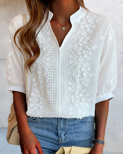 Yara | Blusa Bianca con Maniche a Palloncino