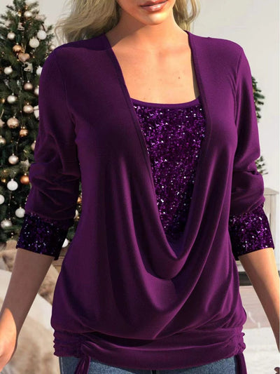 Genevieve | Top glitterato con paillettes