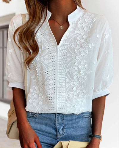 Yara | Blusa Bianca con Maniche a Palloncino
