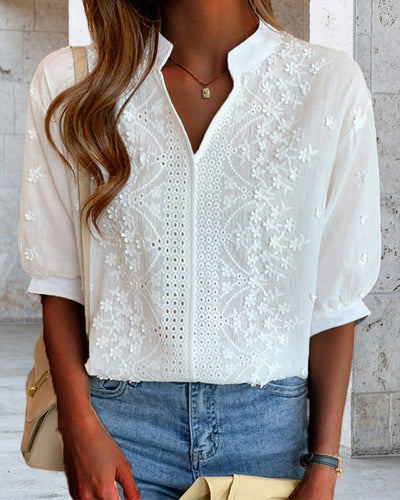 Yara | Blusa Bianca con Maniche a Palloncino