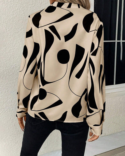 Rinan| Blusa elegante e alla moda con motivo di lusso e maniche lunghe