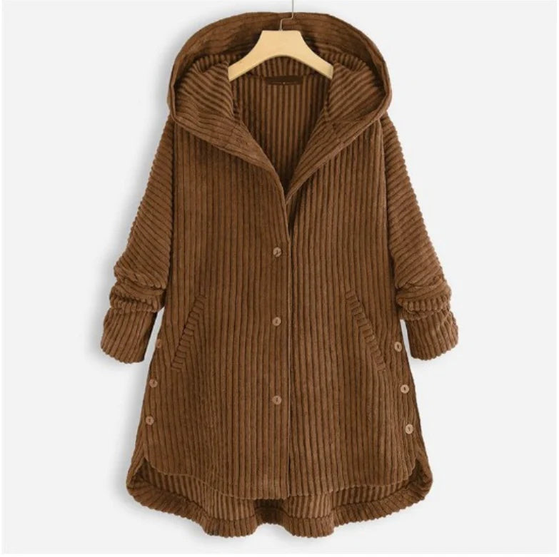 Dana | Cappotto con cappuccio a coste