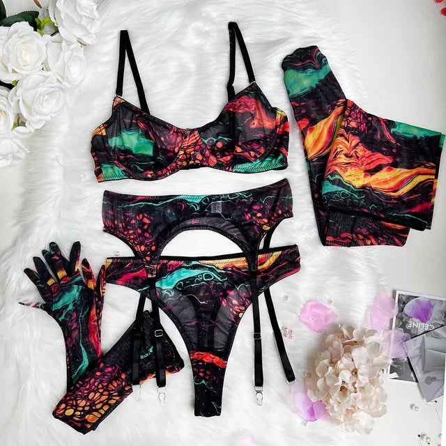Valérie™ | Set di lingerie 5 pezzi Tie Dye