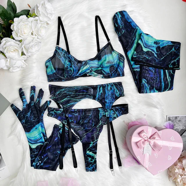 Valérie™ | Set di lingerie 5 pezzi Tie Dye