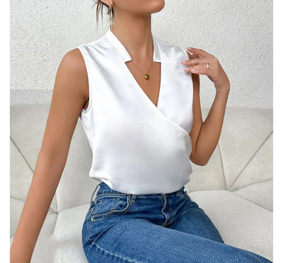 Sarah | Elegante top senza maniche monocolore