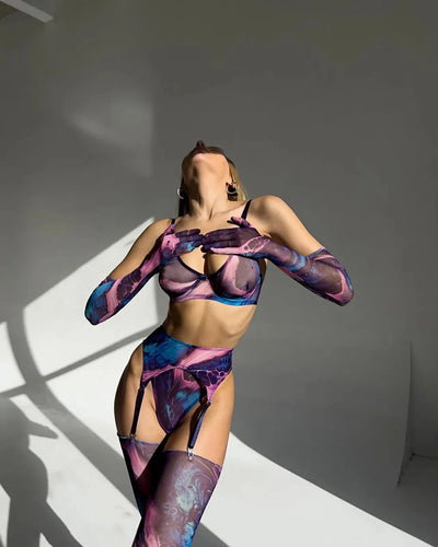 Valérie™ | Set di lingerie 5 pezzi Tie Dye