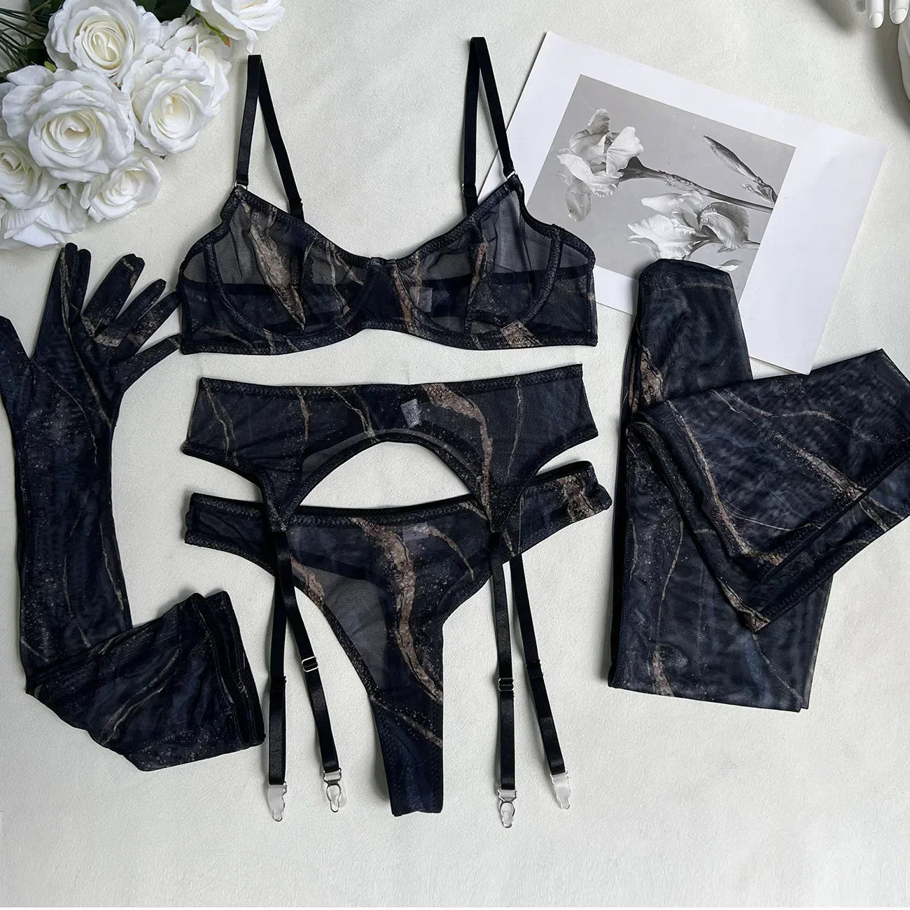 Valérie™ | Set di lingerie 5 pezzi Tie Dye