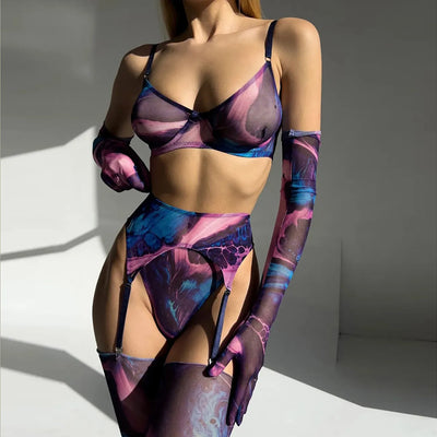 Valérie™ | Set di lingerie 5 pezzi Tie Dye