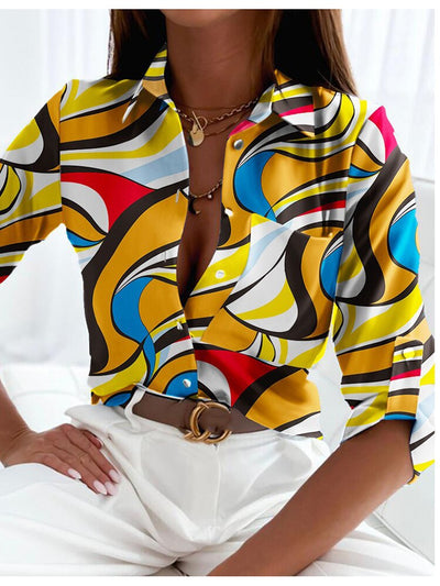 Sibylle | Blusa alla moda con maniche lunghe e bottoni