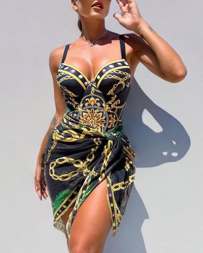 Marie | Costume da bagno push-up con gonna da spiaggia