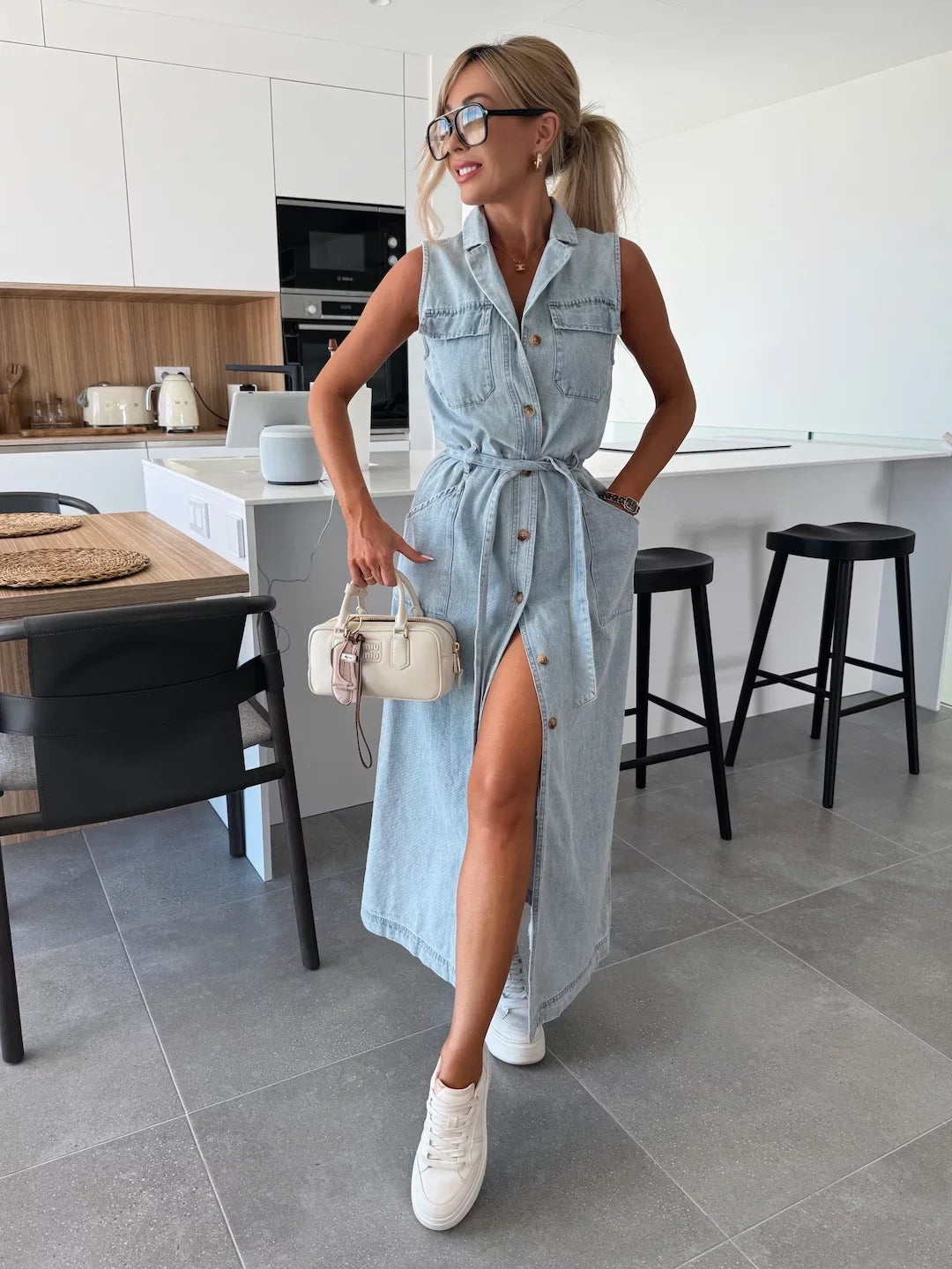 Louisa - Maxi Abito in Denim