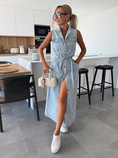 Louisa - Maxi Abito in Denim