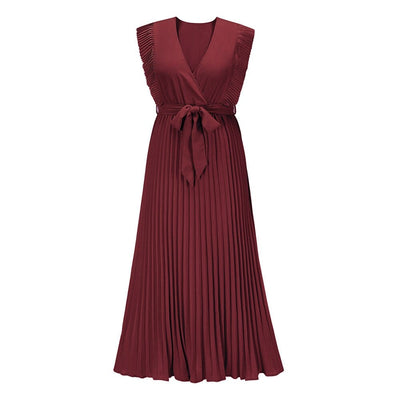 Elena™ Vestito Festivo Bohemien Rosso Scuro con Scollatura a V