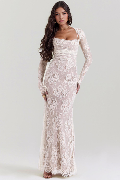 CELESTE - Abito Maxi in Pizzo