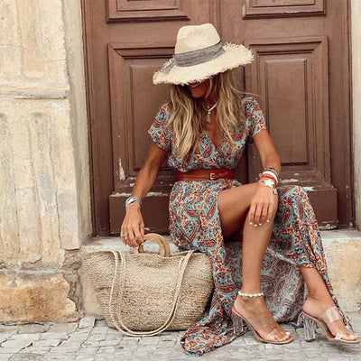 Sanne™ - Maxi Ibiza Dress - Inclusa cintura