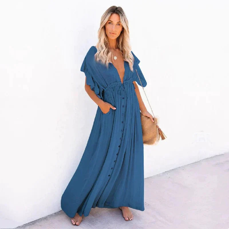 Anouk™ - Maxi Blu Marino Ibiza Abito da Spiaggia