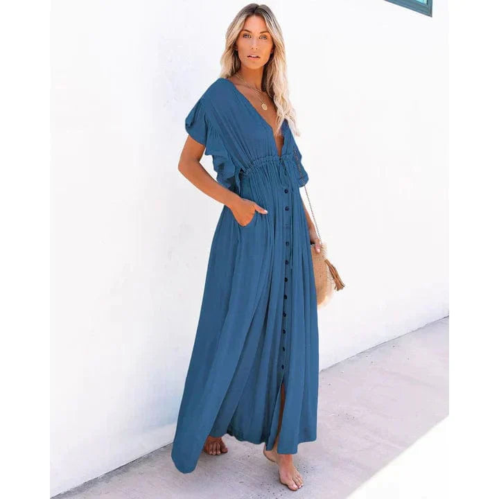 Anouk™ - Maxi Blu Marino Ibiza Abito da Spiaggia