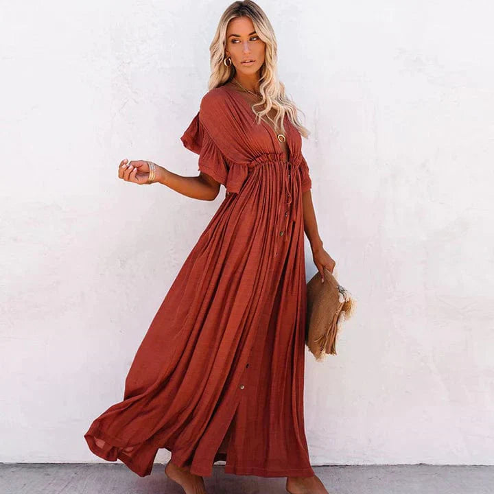 Julie™ - Vestito Lungo Rosso da Spiaggia