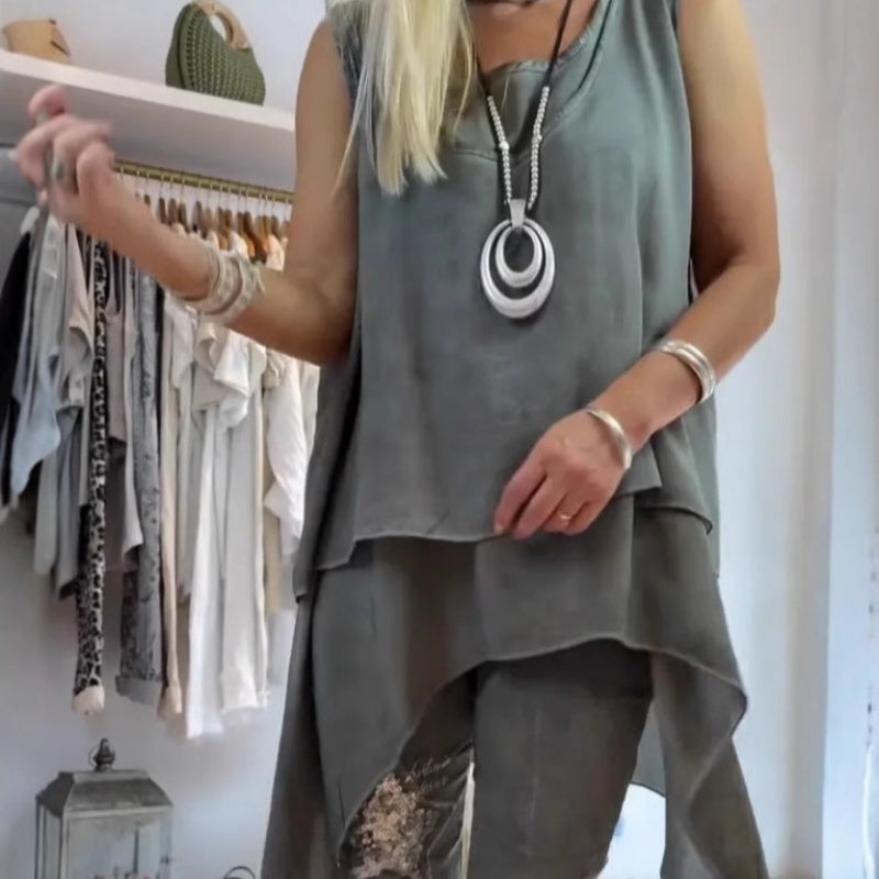 Oriane - Top senza maniche e pantaloni stampati