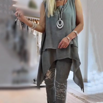 Oriane - Top senza maniche e pantaloni stampati