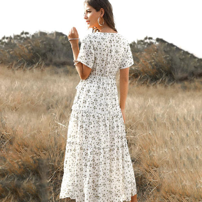 Tess™ Abito Estivo Lungo Bianco con Stampa